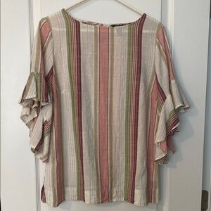 Chaps Cream Flutter Sleeve Blouse